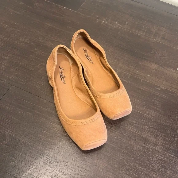 Lucky Brand Santana Square Toe Tan Leather Flats Size 7 - Picture 2 of 6